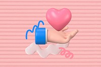 Hand presenting heart background, 3D love graphic