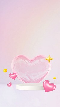 Valentine's product backdrop iPhone wallpaper, 3D hearts