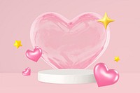 Valentine's product background, 3D heart display