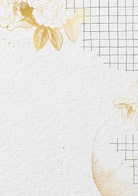 Beige paper textured background, gold flower border