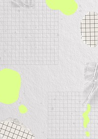 Abstract white grid background, neon green shapes