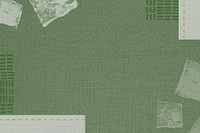 Green fabric textured background, block prints border