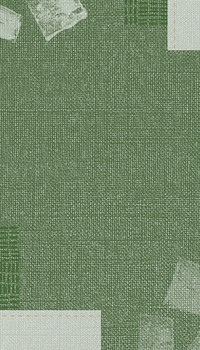 Green fabric textured iPhone wallpaper, block prints border