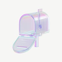 Iridescent mailbox, 3D collage element psd
