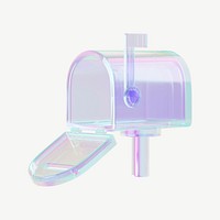 Iridescent mailbox, 3D collage element psd