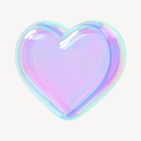 Aesthetic holographic heart, 3D illustration