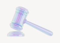 Holographic gavel, 3D law illustration