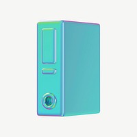Holographic  folder, 3D office stationery collage element psd