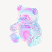 Holographic teddy bear, 3D illustration