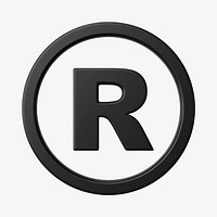 Black  registered trademark symbol, 3D collage element psd
