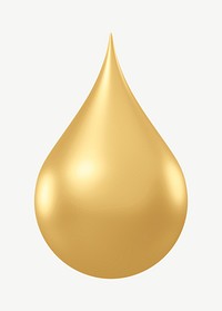 3D gold droplet, collage element psd
