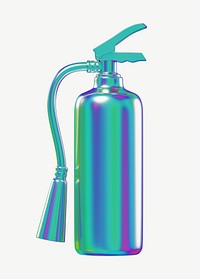 3D holographic fire extinguisher, collage element psd