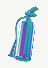 3D holographic fire extinguisher, collage element psd