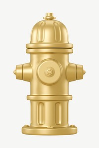 3D gold fire hydrant, collage element psd