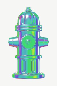 3D holographic fire hydrant, collage element psd