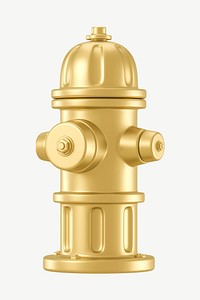 3D gold fire hydrant, collage element psd