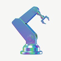 3D holographic  factory robot, collage element psd