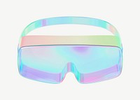 3D iridescent safety goggles, collage element psd