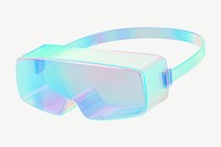 3D iridescent safety goggles, collage element psd