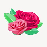 Colorful rose flowers, 3D rendering illustration