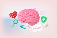 Diagnosis, healthcare word element, 3D collage remix design