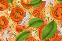 Vegan pizza background, food illustration