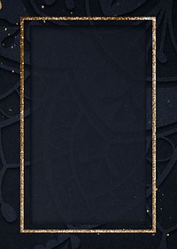 Dark blue textured frame background, gold glitter