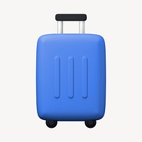 Blue luggage 3D illustration  collage element psd