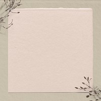 Pastel pink paper background, dry flower border psd