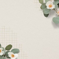 Floral border, beige background