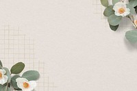 Floral border, beige background psd