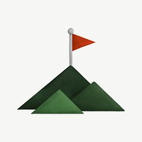 Mountain top flag, goal illustration psd