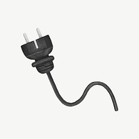 Black plug cord collage element psd