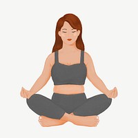 Meditating woman, wellness character illustration psd