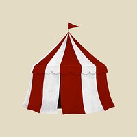 Red circus tent collage element psd