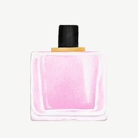 Pink perfume bottle, fragrance illustration psd