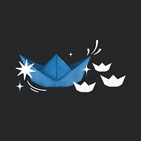 Blue boat origami remix psd