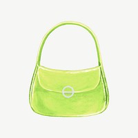 Green hobo bag, women's accessory illustration psd