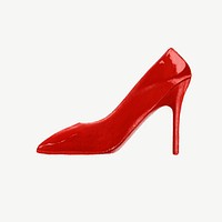 Red high heel, women's shoe illustration psd