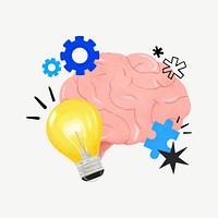 Creative ideas brain, light bulb, business remix psd