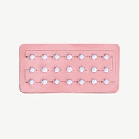 Birth control medicine, women's health illustration psd