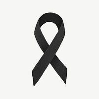 Black ribbon, skin cancer awareness illustration psd