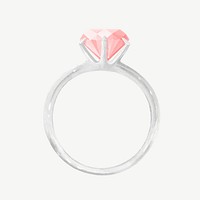 Pink diamond ring, wedding illustration psd