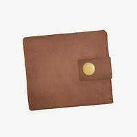 Brown wallet, finance collage element psd