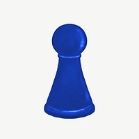 Blue pawn chess piece collage element psd