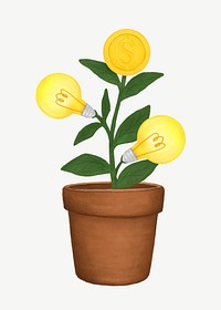 Creative money plant, finance collage element psd