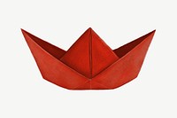 Red boat origami collage element psd