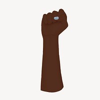 Raised black fist, symbolic hand gesture illustration