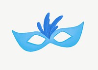 Blue masquerade mask collage element psd