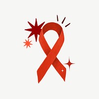 Red ribbon, HIV/AIDS awareness illustration psd